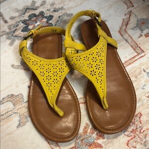 Yellow Floral Cutout Sandals